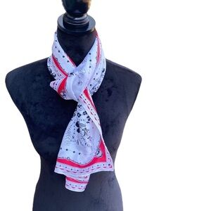 ladies 100%‎ silk red white and black floral scarf